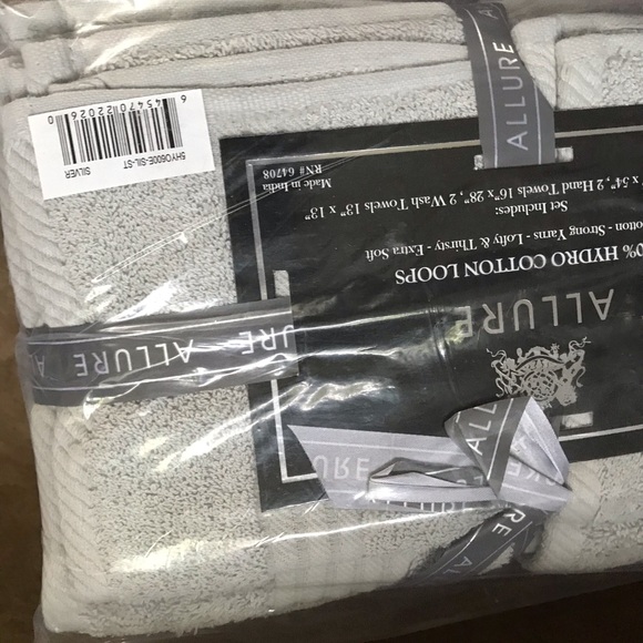 Allure Silver Gray 6-piece Bath Towel Set New - Picture 8 of 8